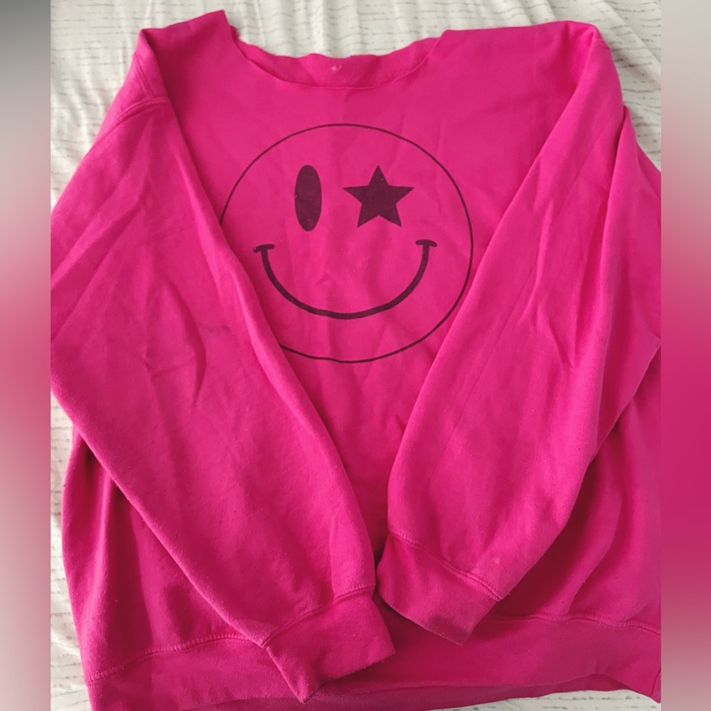 Pink Preppy Sweatshirt. Off the shoulder Size L